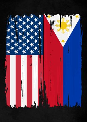 USA Philippines Split Flag