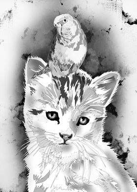 kitten and bird 3