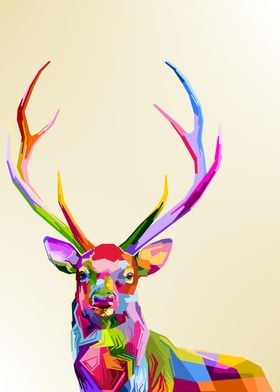 colorful deer on pop art 