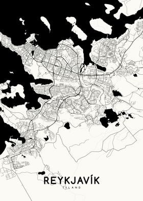 Reykjavik map white