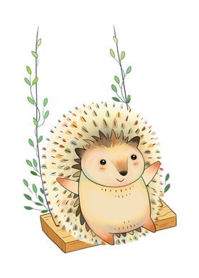 Hedgehog on Floral Swing