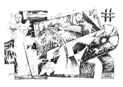 Abstract Lizard and Sea