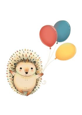 Hedgehog with Balloons