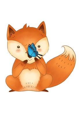 Fox with Butterfly