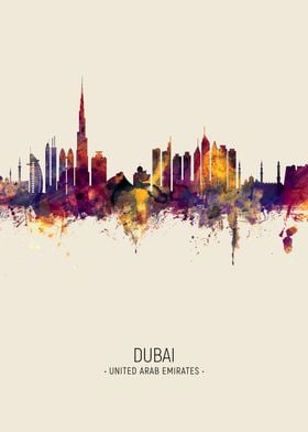 Dubai Skyline Metal Poster Print Michael Tompsett Displate