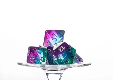 Colorful dice on glass II