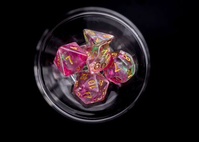 Colorful dice on glass III