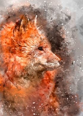 Winter Fox Watercolor