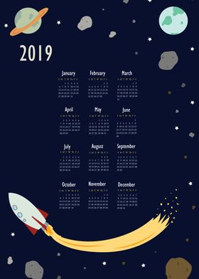 2019 Outer Space Calendar
