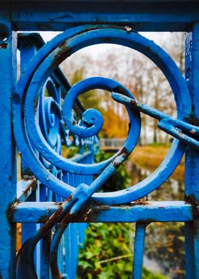 Blue fence castle garden