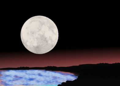 Giant Full Moon on Water