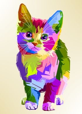 adorable cat on pop art