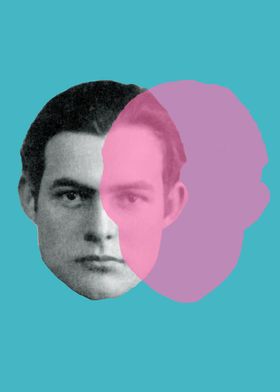 Ernest Hemingway Blue Pink