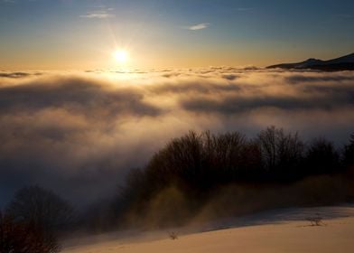 winter mountain sunrise