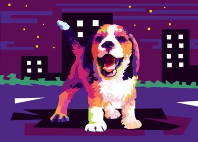 a little dog in popart