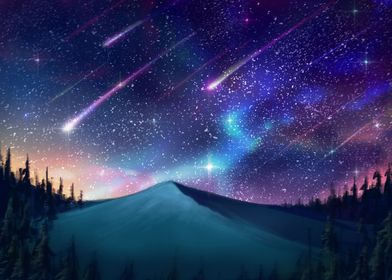 Galaxy Aurora Falling Star