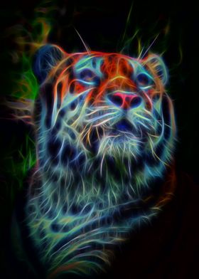 Neon Glowing Tiger