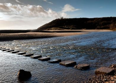 Three Cliffs Bay stepping 