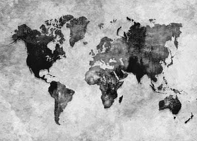 world map black and white