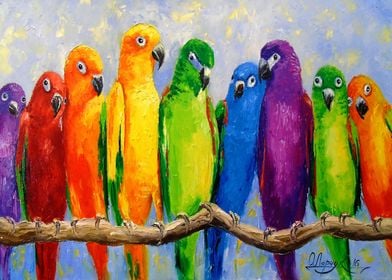 A flock of parrots