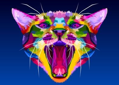 yawn cat on pop art