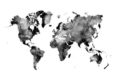 world map black and white