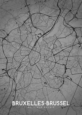 Bruxelles Brussels map BW