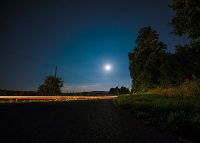 night road with moon