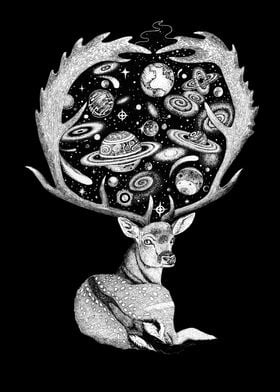 Cosmos Deer Space art