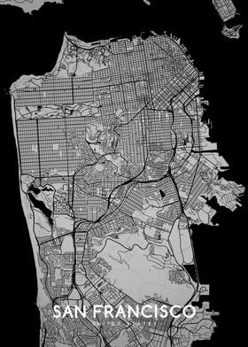 San Francisco map BW