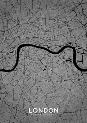 London map closeup BW