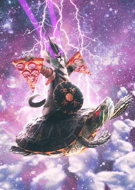 Space Cat Riding Turtle