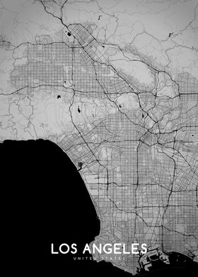 Los Angeles map BW