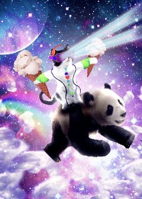 Space Cat Riding Panda