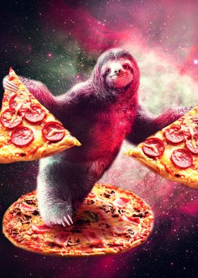 Funny Space Sloth Pizza