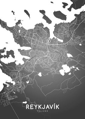 Reykjavik map BW