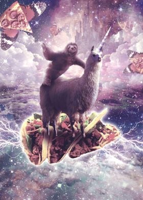Sloth Riding Llama Unicorn