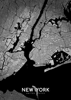 New York map BW