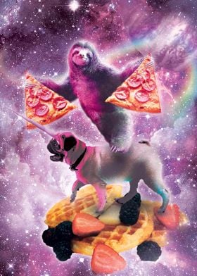 Space Pizza Sloth On Pug