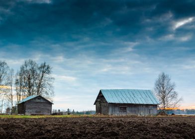 Night Sky Over The Barns