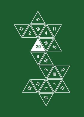 Green Unrolled D20