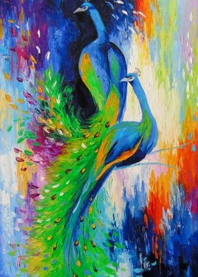 Two peacocks