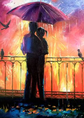 Lovers in the rain