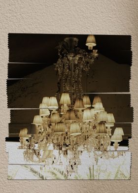 Chandelier with tape art