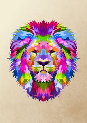 Colorful mascot head lion