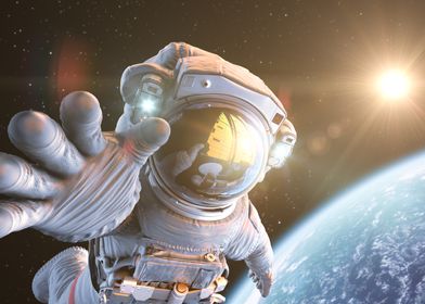 astronaut over earth