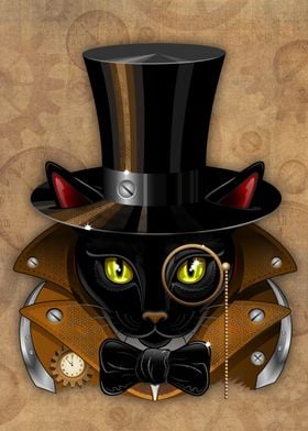 Cat Steampunk vintage face