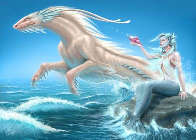 Water dragon and a mermaid