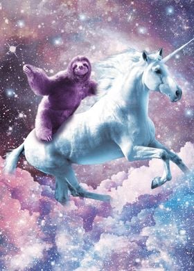 Sloth Riding On Unicorn