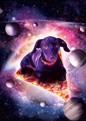  Galaxy Dog Riding Pizza
